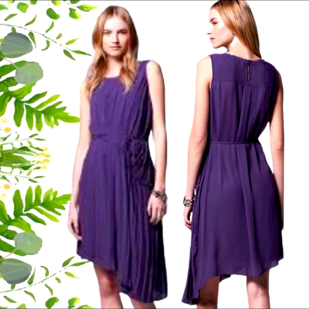 Purple pleated asymmetrical dress | simply Vera Wang | sundress | pleated skirt